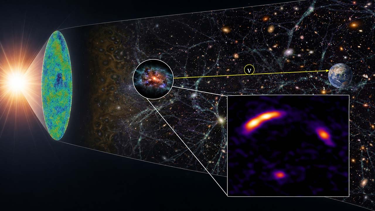 天文学新時代へ！　宇宙論的距離におけるマルチメッセンジャー天文学の新たな展開 ―重力レンズ効果が解き明かした、約110億年前の爆発的な星形成活動とニュートリノのつながり―