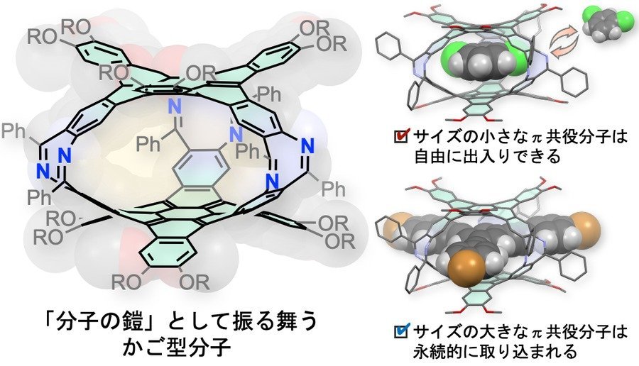 形の合う平面分子を閉じ込める「分子の鎧」を開発 （瀬川グループ）